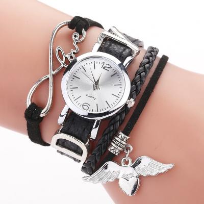 Китай Top Brand Watches For Women Luxury Silver Heart Pendant Leather Belt Quartz Clock Ladies Wrist Watch Bracelet продается