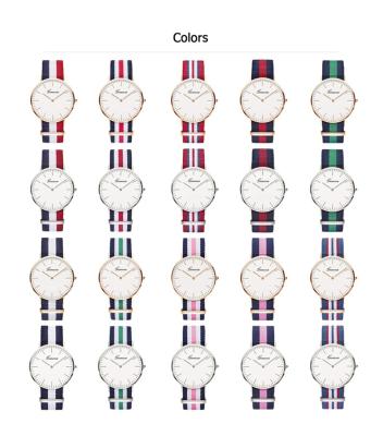 China Stripe Nylon Band Quartz Wristwatch Casual Women Quartz Watch Reloj Mujer Horloges à venda