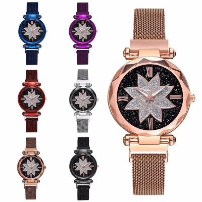 China New Trend Ladies Milan Magnet Stone Women Quartz Watch Flower Mesh Disk Fashion Casual Watches for sale