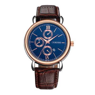 Κίνα New Fashion Waterproof Men Watch Luxury Calendar Quartz Watch Clock Leather Wristwatches προς πώληση