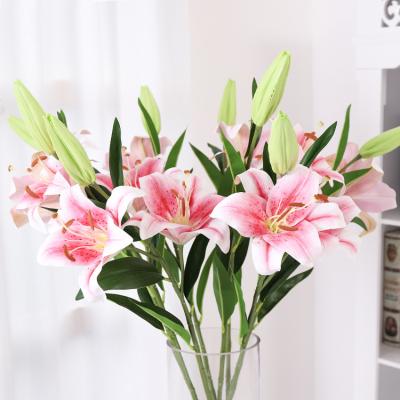 China Wholesale Natural Lily Artificial Home Decoration Wedding Flower Simulation Flower Lily Touch Artificial Plants for sale