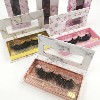 China Handmade Wholesale Empty Rectangular Eyelash Box Create Own Custom Pink Logo Eyelash Packaging Box for sale