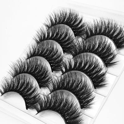 China Natural Soft Eyelash 5 Pairs 3d Faux Mink Lashes Natural Silk Lashes Dramatic Faux Mink Lashes With Custom Boxes for sale