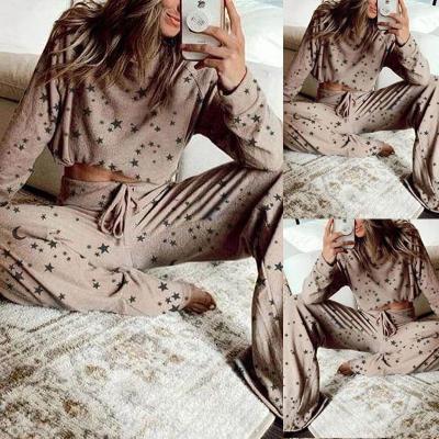 China 2021 Products 2021 ElasticWaist Long Pants Nightgowns Women Longsleeves Top Selling Longsleeved Womens Lingerie Sleep Wear for sale