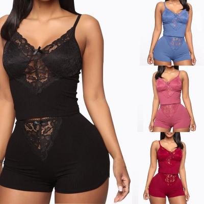 China New Arrival Breathable Pajama Sets For Women Two Piece Set Sleeveless V-neck Sexy Vest Satin Pajama Set Women Cloudfrog Fast Shipping for sale