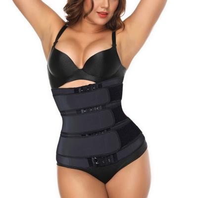 China Women Waist Trainer Thermo Sweat Belts Three Breasted Corset Belly Body Shaper Viable Fitness Shaping Strap for sale