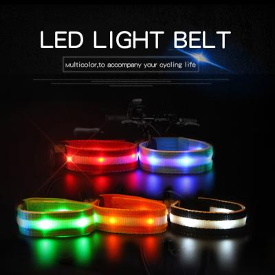 China Prevent breakage of edge chain elastic strap leg arm knitted reflective wrist band with led for night running for sale