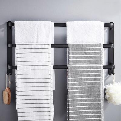 China Traditional Bathroom Accessories Three - Aluminum Wall Mounted Space Floor Washroom Towel Rack Bath Towel Rack for sale