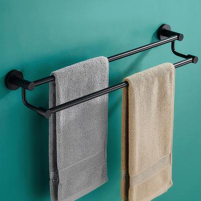 China Traditional Double Towel Rail Hanger, Black Towel Rail, Hotel Storage Bath Towel Rack for sale