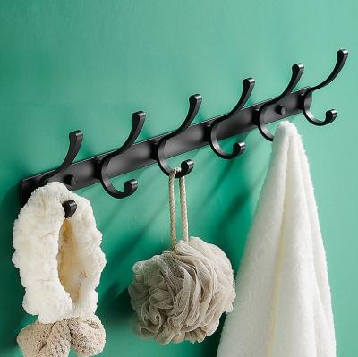 China Black Minimalist Hotel Bathrooms Accessories Pour Single Matt Wall Mount Robe Hooks Fabric Wall Hook for sale