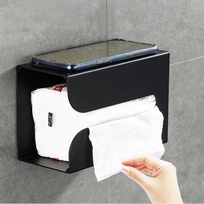 China Modern Kitchen Bathroom Plastic Wall Mounted Self Adhesive Tissue Box Storage Roll Paper Corner Holder for sale