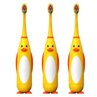 China Wholesale IPX7 Battery Operated Children Three Four Five Six Years Tooth Cleaning Lovely Yellow Sonic Electric Toothbrush for sale