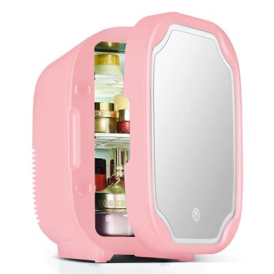 China 8L 12V Cosmetic Fridge Thermoelectric Heat Preservation Breast Milk Car Fridge with Mirror Cooler and Warmer RV Travel Mini Car Refrigerator for sale