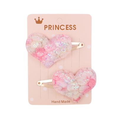 China Hair Decoration New Arrival Hair Clip Set Kids Hair Accessories Girls Hot Pink Hair Accessories Korea Clips Acrylic Heart for sale