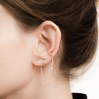 China Trendy Simple Minimalist Jewelry Round Earrings Fine Fashion 14k Gold Filled Wholesale Elegent Stud Earrings for sale