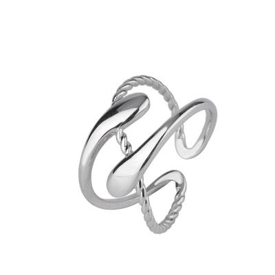 China FASHIONABLE Trendy Adjustable 925 Sterling Silver Finger Rings for Women Simple Love Embrace Wedding Band Ring for sale