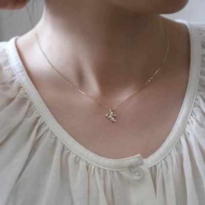 China Simple New 14k Thin Layer 925 Sterling Silver Leaf Pendant Necklace FASHIONABLE Female Jewelry Gift for sale