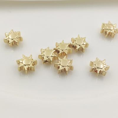 China Other New Arrival CP011 14K Gold Brass Sun Flower 7.5mm Spacer Bead For Bracelet Making for sale