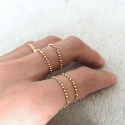 China Personality FASHIONABLE Temperament Custom Jewelry 2021 14k Gold Filled Women Ball Pearl Chain Gold Ring for sale