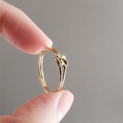 China TRENDY Knot Ring14K Gold Filled Knuckle Ring Boho Gold Jewelry Anillos Mujer Minimalistic Stacking Bohemian Ring For Women for sale