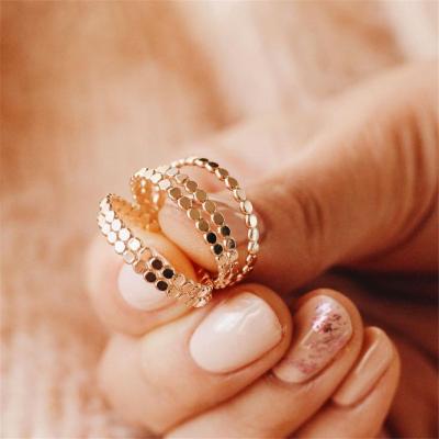 China 14K Gold Filled TRENDY Ring Boho Gold Jewelry Anillos Mujer Minimalistic Stacking Bohemian Ring For Women Minimalist Ring for sale