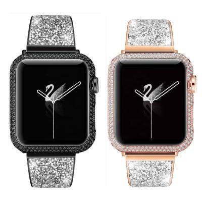 China Luxury Bling Luxury Bracelet For Women Watch Band Rhinestone Bracelet For Apple Watch Bands Metal With Charms for sale