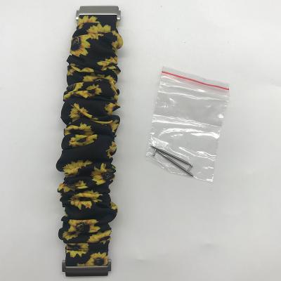 China 2020 New Fashion Style Black Sunflower Scrunchie Watch Band For Fitbit Versa, Versa Lite for sale