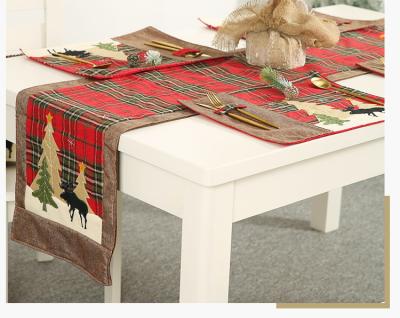 China 180*35cm Eco-friendly Christmas Flag Tablecloth Runner Christmas Party Table Home Decoration For Xmas for sale