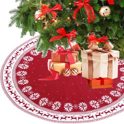 China High Quality Fabric 36 Inches 48 Inch Elk Snowflake Knitting Christmas Tree Skirt For Christmas Decoration for sale