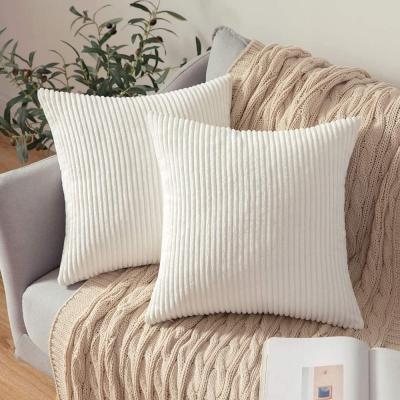 China Anti-Static Pillow Covers Super Soft Decorative Striped Corduroy Square Throw Pillow For Couch Sofa Cushion Covers for sale