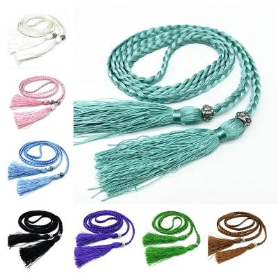 China Curtain Double-end Long 134cm Tieback Tassels Fringe DIY Crafts Jewelry Curtain Garments Decor Silk Cord Rope Tape Tassels Pendant for sale