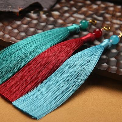 China Cellphone 15cm Long Silk Tassel DIY Pendant Accessories Clothing Tassels Hairpin Pendant Tassels for Crafts Beaded Fringe Curtain Trim for sale