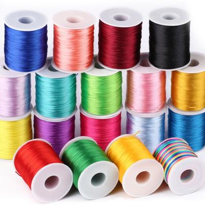 China Low Shrinkage Factory Price 2mm Colorful Satin Chinese Knot Cord Bracelet Braided String DIY Tassels Beading Thread for sale