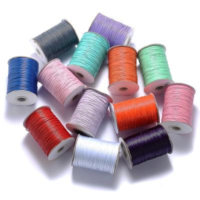 China Waterproof 1mm 1.5mm Waxed Cotton Cord Waxed Thread Cord String Strap Necklace Rope Beads for Jewelry Making Diy for sale