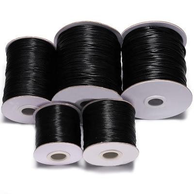 China Low Shrinkage 0.5mm-3.0mm Waxed Cotton Cord Waxed Thread Cord String Strap Necklace Rope For Jewelry Making For Shamballa Bracelet DIY for sale