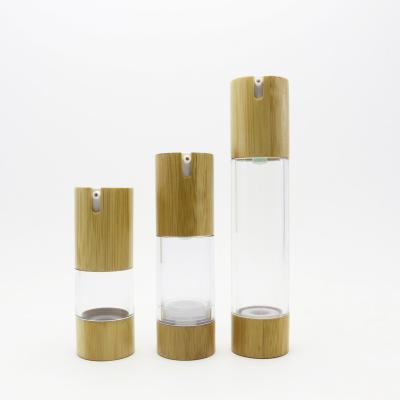 China Hot Sale 15ml 30ml 50ml 100ml Personal Care Empty ABS Airless Bamboo Lotion Pump Bottle Airless-03AN for sale