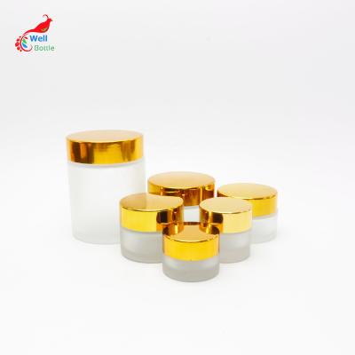 China Personal Care 5ml 10ml 15ml 20ml 30ml 50ml 100ml Aluminum Lid Eye Cream Glass Jar Cosmetic Jar Frosted Glass GJ-50A for sale