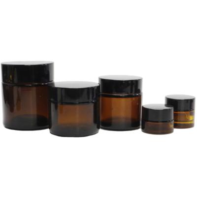 China 5ml 10ml 15ml 20ml 30ml 50ml 100ml face cream cosmetic amber glass jar for GJ-AN2 cream for sale