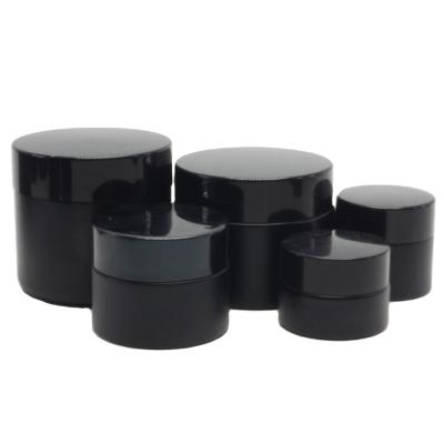 China 5g 10g 15g 20g 30g 50g 100g Cosmetic Glass Cream Jar Frosted Black Luxury Cosmetic Jar With Black Lid GJ-AN15 for sale