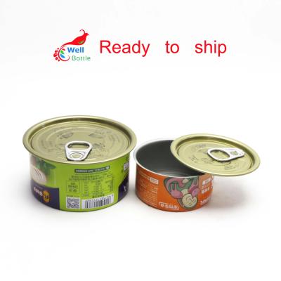 China Seal Ring Pull 100g In Stock Food Grade Empty Caviar Tin Can 100ml Metal Round Tuna Can Packing TC-A118 for sale