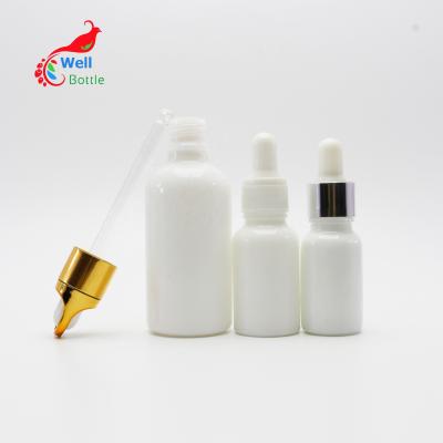 China Personal care 5ml 10ml 15ml 20ml 30ml 50ml 100ml empty white porcelain cosmetic bottle opal dropper bottle porcelain-04A for sale