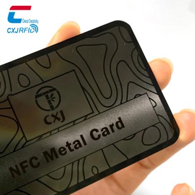 China Metal NFC Black Matte Stainless Steel RFID Contactless Metal Nfc Business Card Waterproof/Waterproof Hybrid One Card for sale