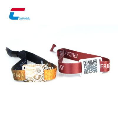 China MINI TAG Adjustable Passive Woven Fabric Wristband Nfc Rfid Fabric Wristband for sale