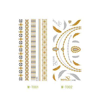 China Wholesale Temporary Gold Silver Temporary Metallic Foil Body Jewelry Waterproof Tattoo Sticker for sale