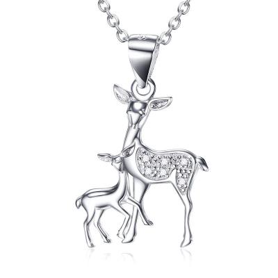 China TRENDY New Design Jewelry Silver Necklace For Mother's Day Gift Christmas 925 Sterling Silver Elk Pendant Necklaces for sale