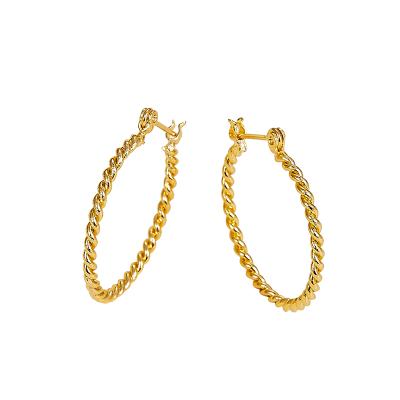 China Trendy 18k Gold Plated Hoop Earrings 18k Gold Plated Hoop Earrings Popular Women Girls Girls Jewelry Braided Brass Earrings for sale