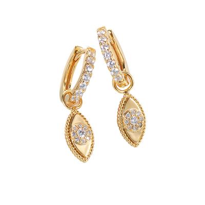 China Wholesale Trendy Trendy 18k Gold Plated Earrings Eye Drop Earrings Zircon Women Dangle Earrings for sale