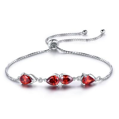 China Fashionable Upper Class Natural Ruby Sterling Silver Bracelet For Girls Birthday Gift for sale