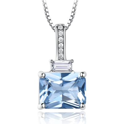 China FASHIONABLE Sky Blue Topaz Chain Necklace 925 Sterling Silver Women Pendant Necklace for sale