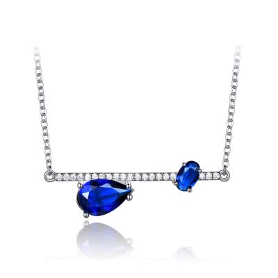 China FASHIONABLE New Design Natural Blue Double Layered Necklace Jewelry Chain Pendant For Necklace Women for sale